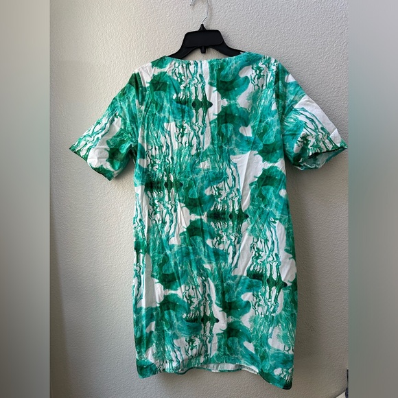 COS green tie dye short sleeve mini a-line dress womens 8 - Picture 5 of 6